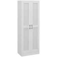 Credenza Cucina Alta con 2 armadi a 2ante e 4 ripiani, Armadio con 3 ripiani regolabili, mobile da salotto, 60x36.5x175cm, Bianco| Aosom Italy