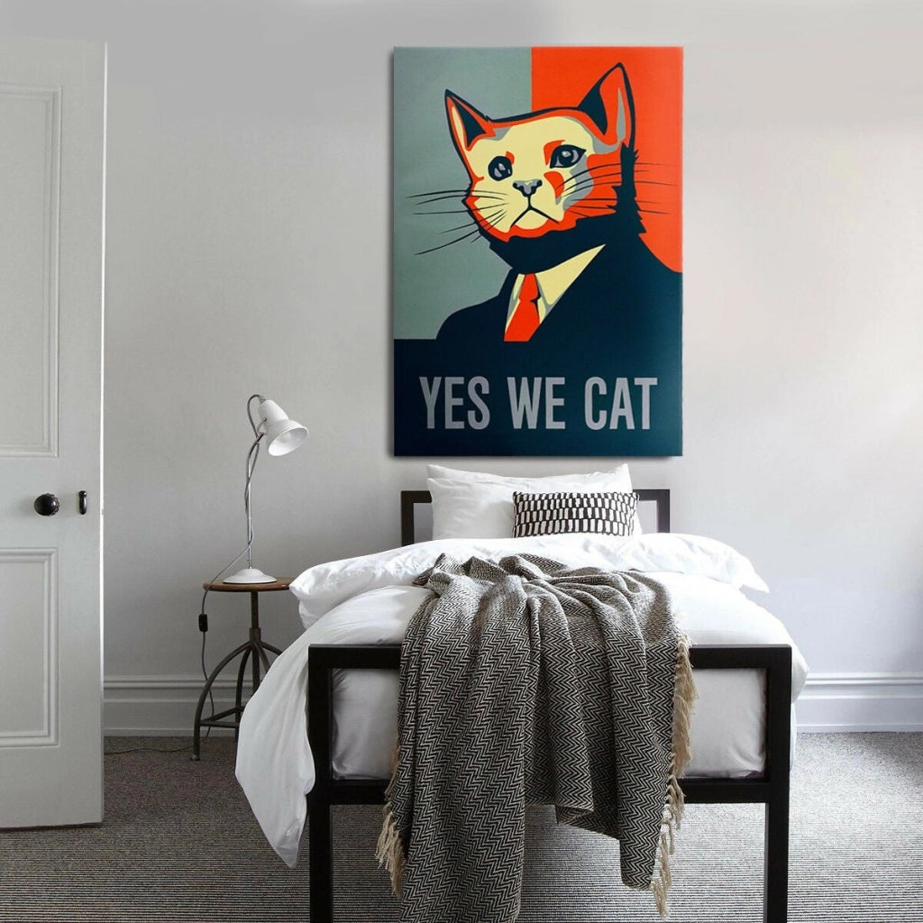 Quadro Canvas su telaio in legno Locandina YES WE CAT Misura: 50x70 cm