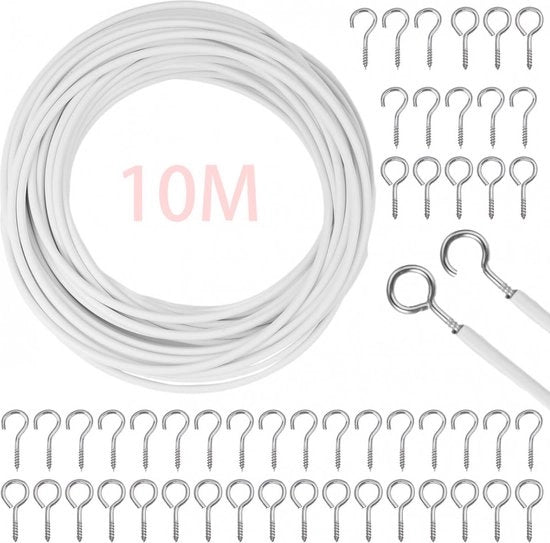 Set di spirale per tende - 10M - con cavi e accessori - set di spirali per tende - con beccapennelli e ganci - per tende, tende, tende doccia
