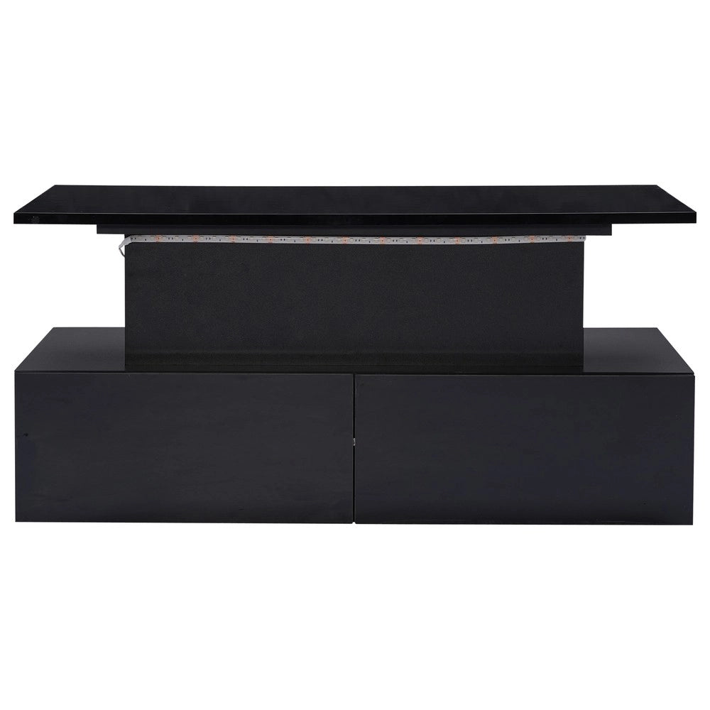 Tavolino da Caff¨¨ con LED e 4 Cassetti ¨C Xylo ¨C Nero Lucido 90x55x41 cm