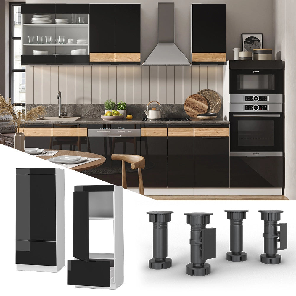 Vicco Set mobili bagno Rovere nero lucido 60 cm