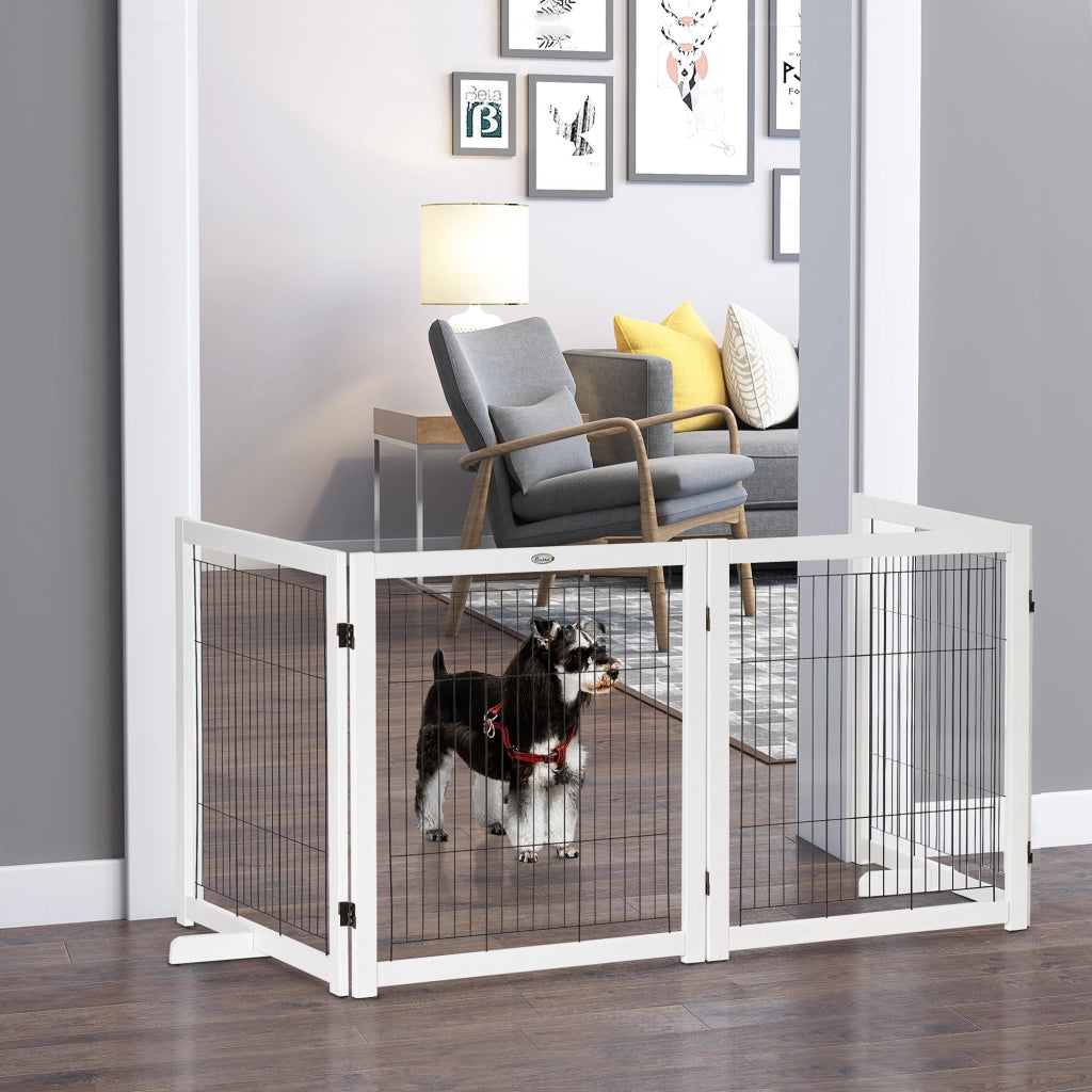 Cancelletto di sicurezza pieghevole ¨C Xylo ¨C legno bianco 305x82cm con 4 pannelli