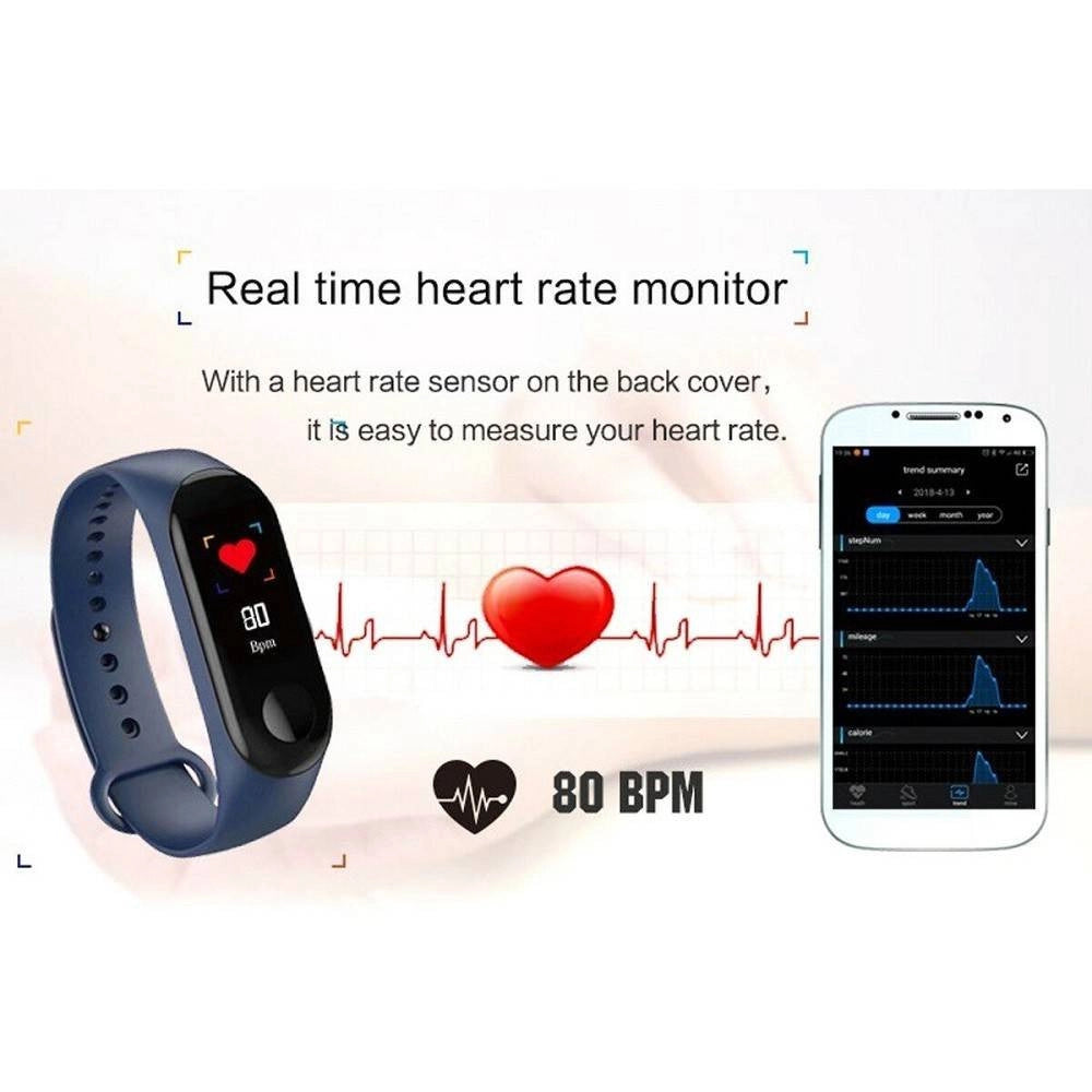 Trade Shop - Smartwatch Bracciale Orologio Smart Bluetooth Cardiofrequenzimetro Oled Mi3 -