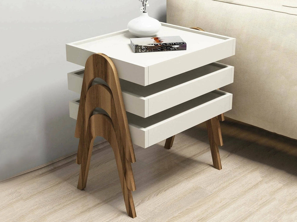 Strembo, Tavolino da Salotto Forma Rettangolare, 40x53.6x64h cm Marrone Noce