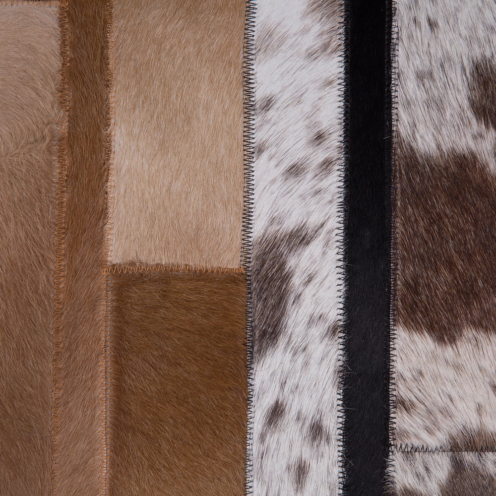 Tappeto tappetino Pelle Nero e Beige 140 x 200 cm Rettangolare Patchwork Fatto a Mano