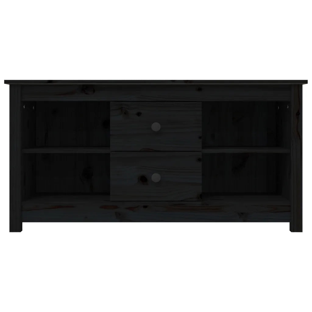 Mobile Porta TV Nero 103x36,5x52 cm in Legno Massello di Pino 814573