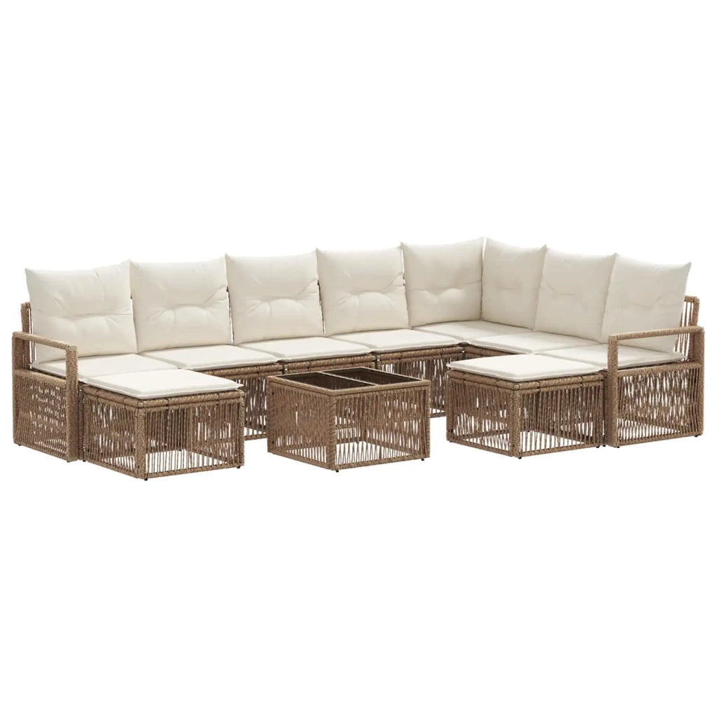 Set Divano da Giardino 10 pcs Beige polyrattan