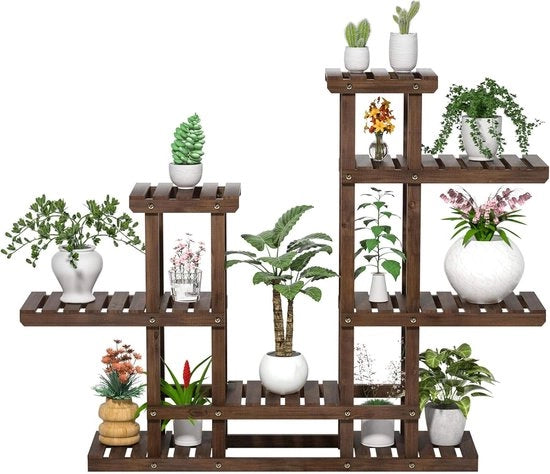 Trappola per piante esterna - Yaheetech gradino per fiori 6 livelli - trappola per piante con più piani - gradino in legno - 1205 x 25 x 965 cm - supporto per fiori per giardino soggiorno balcone interni