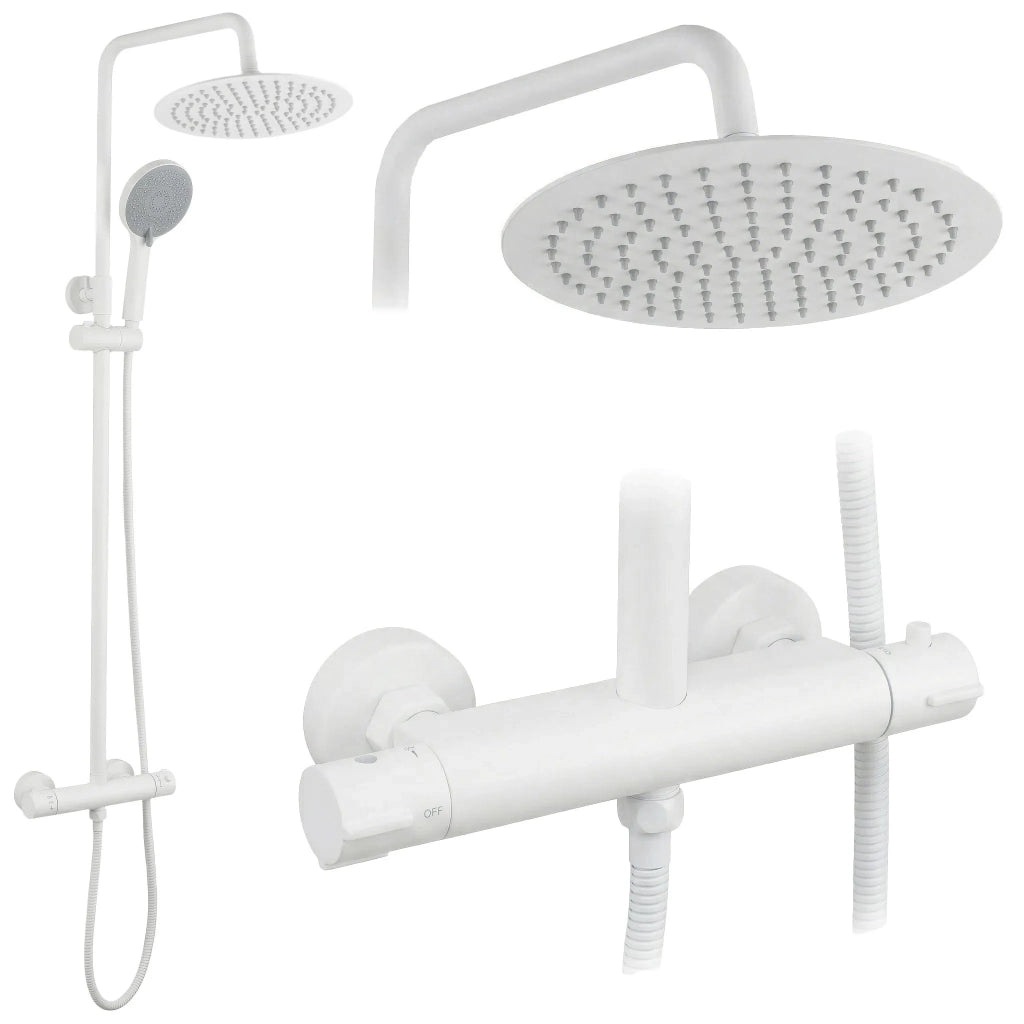 Set Doccia Senza Bocca Di Erogazione Con Termostato Rea Lungo White
