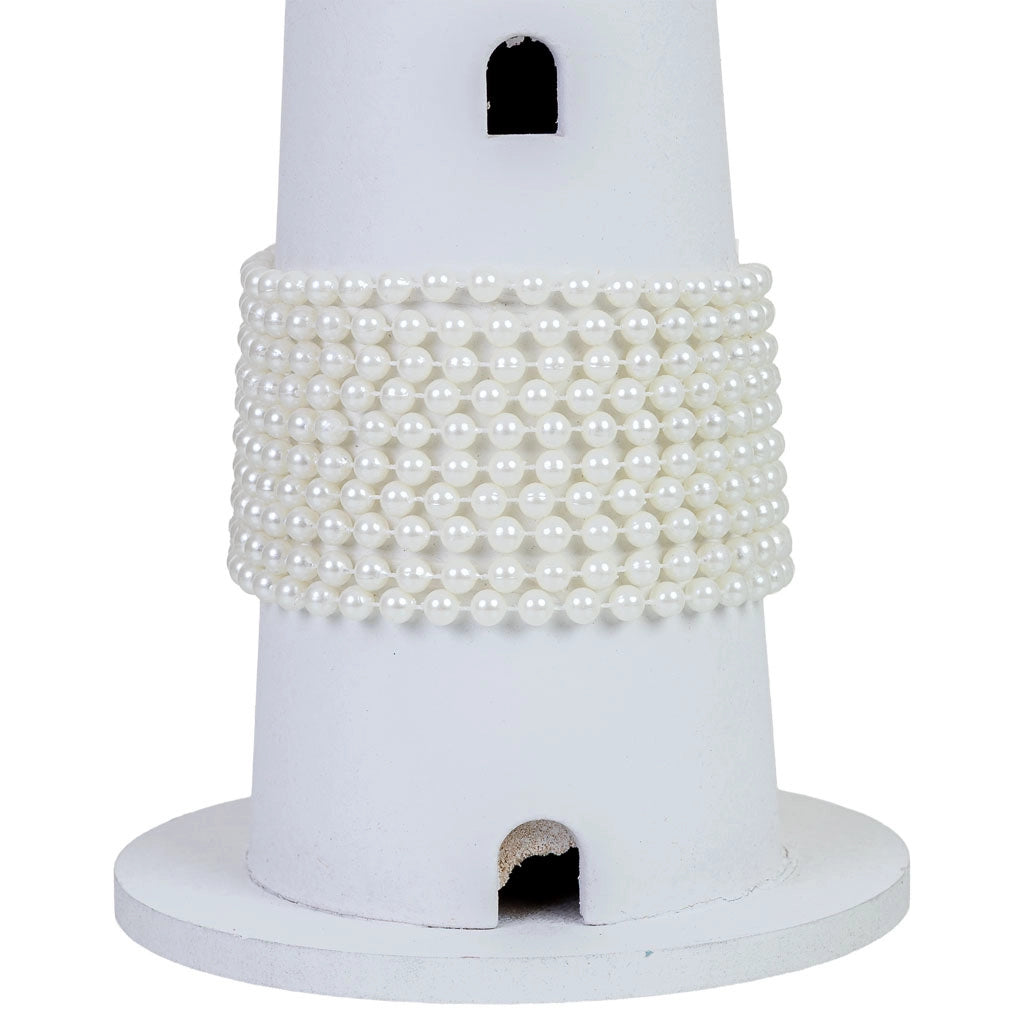 Figura di decorazione faro in legno bianca 14x14x40 cm