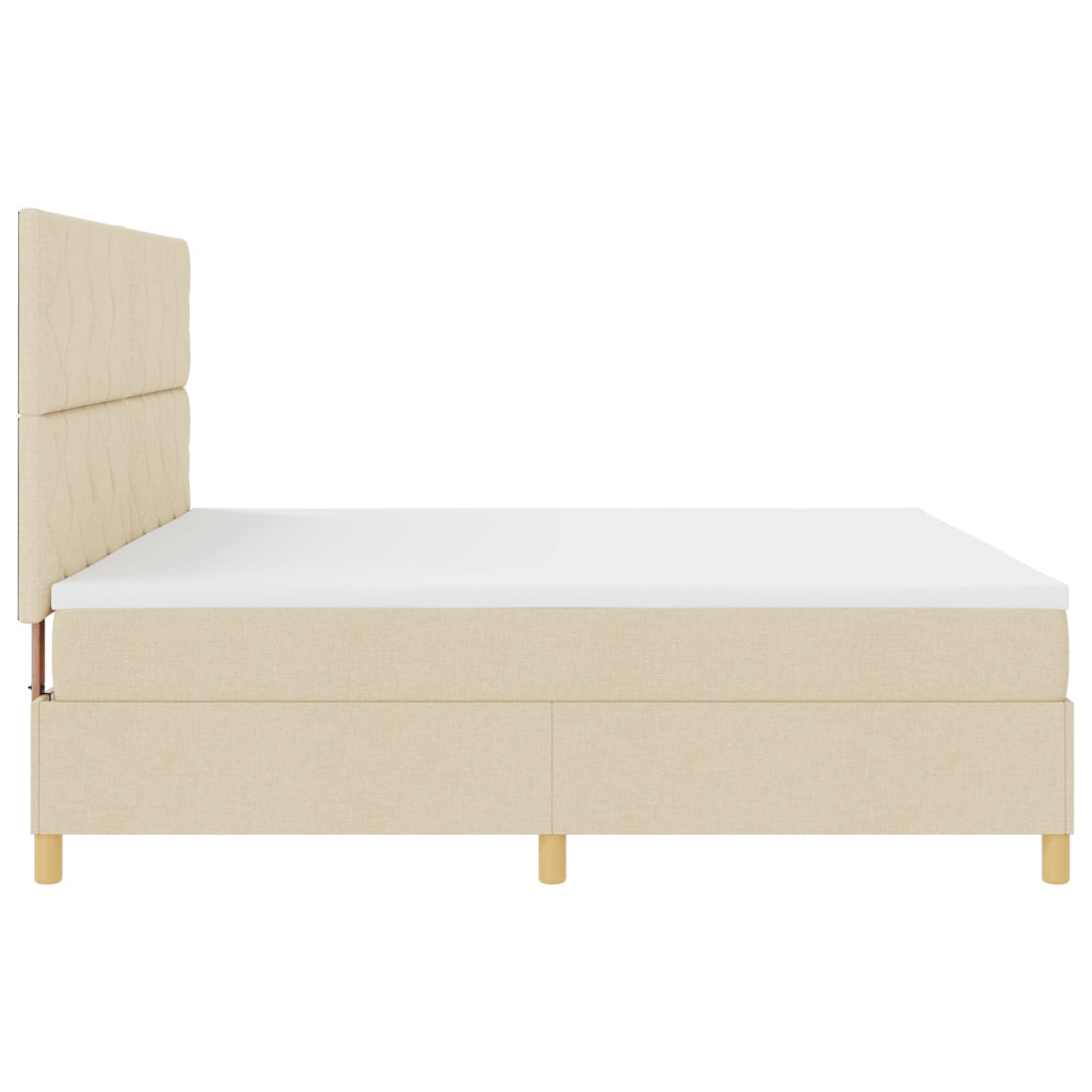 Letto con Box Spring e Materasso & LED panna 200x200 cm in tessuto