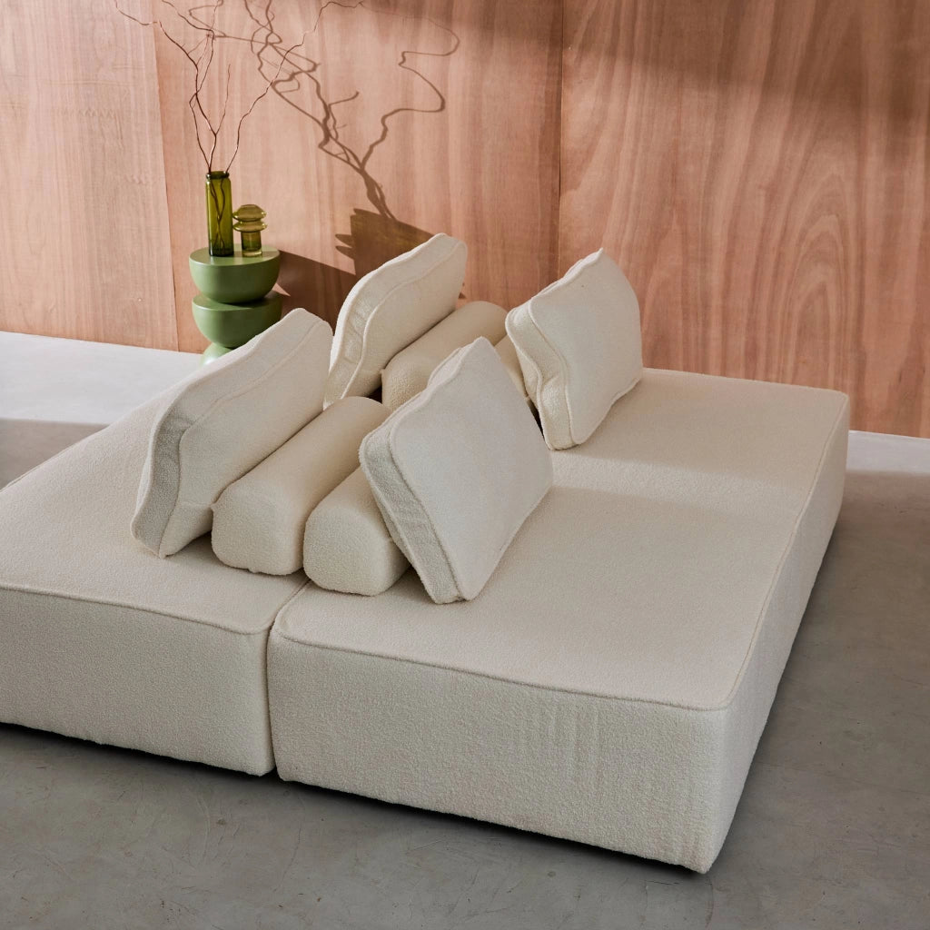 Divano modulare in bouclé, 4 posti, crema