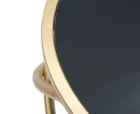 Tavolino Alto in Vetro e Metallo, Ø 40X80 cm, Nero e Oro