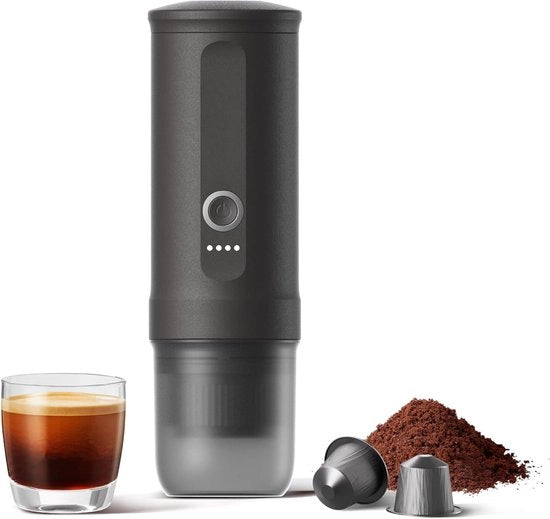Macchina per caffè espresso - Design portatile - Autocalorizzazione - 12V/24V - 20 Bar - Grigio
