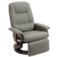 Poltrona Relax Reclinabile Poggiapiedi Regolabile Girevole 360°, Struttura in Legno Rivestimento Sintetico, Grigio