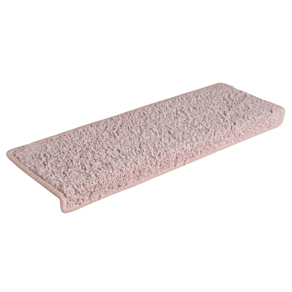 Tappetini per scale 15 pz 65x21x4 cm Rosa chiaro con bordo rettangolare 326201