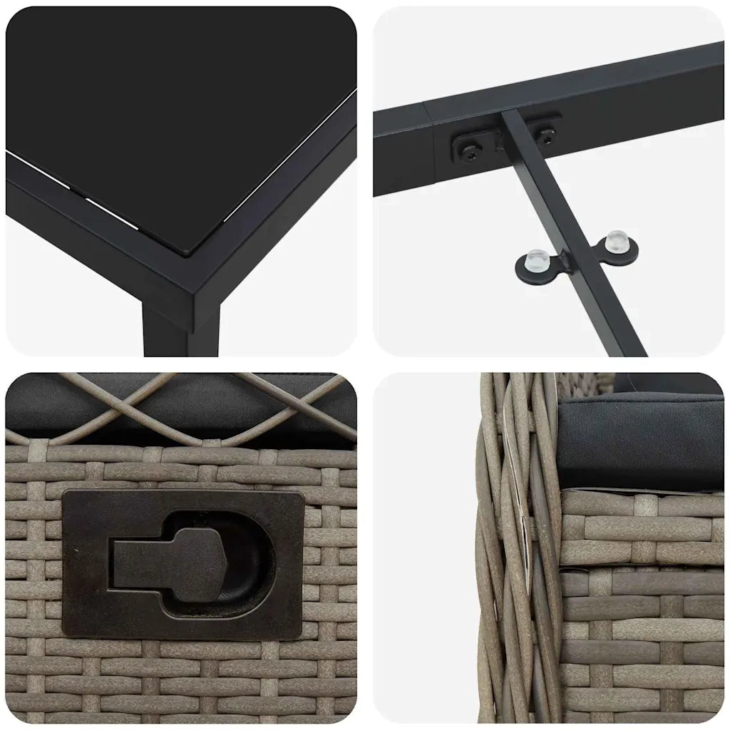 Set da Pranzo per Giardino 5 pcs Grigio polyrattan 3380998