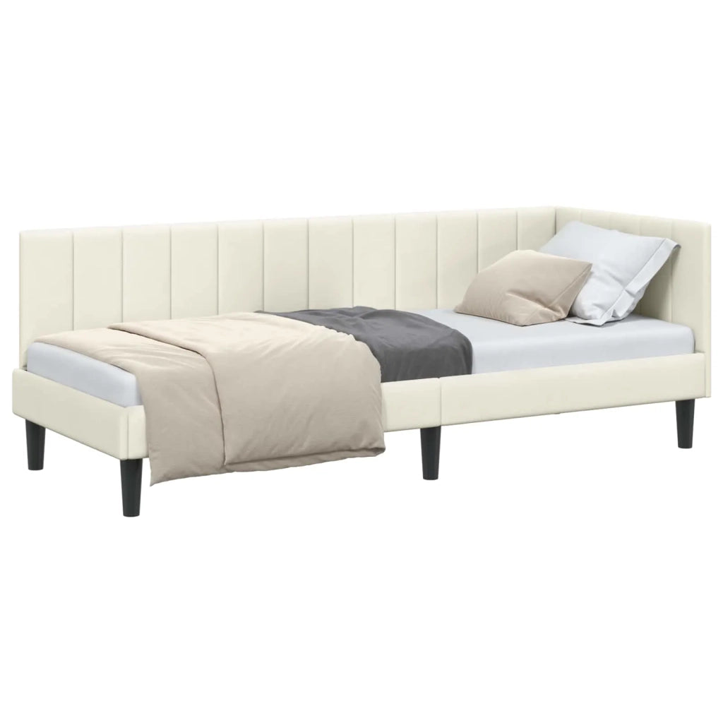 Letto singolo | Letto per adulti | Cornice del letto ad angolo Crema 80 cm x 200 cm Velluto