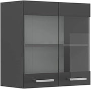 Mobile da cucina in vetro R-Line, Antracite lucido, 60 cm, per la libera combinazione all'interno di sistemi cucina modulari
