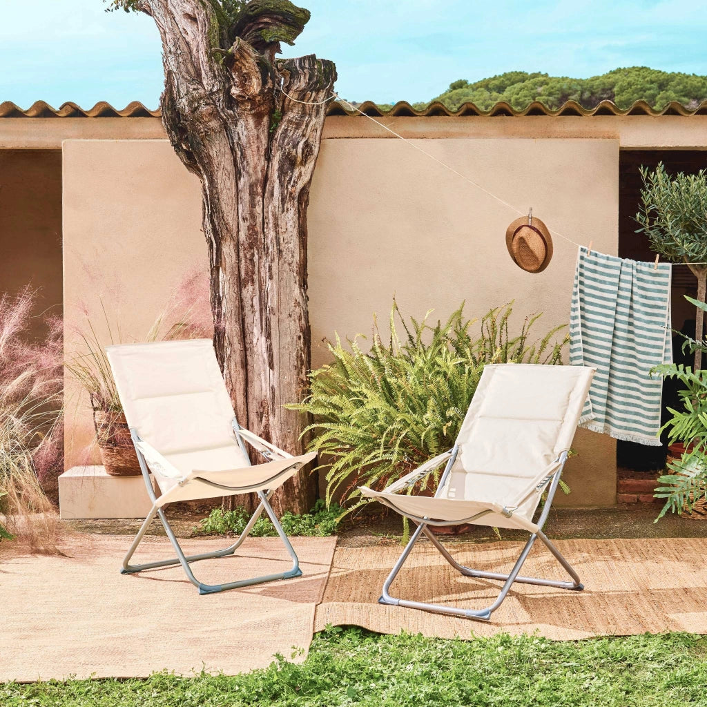 Set di 2 sedie da giardino pieghevoli, beige