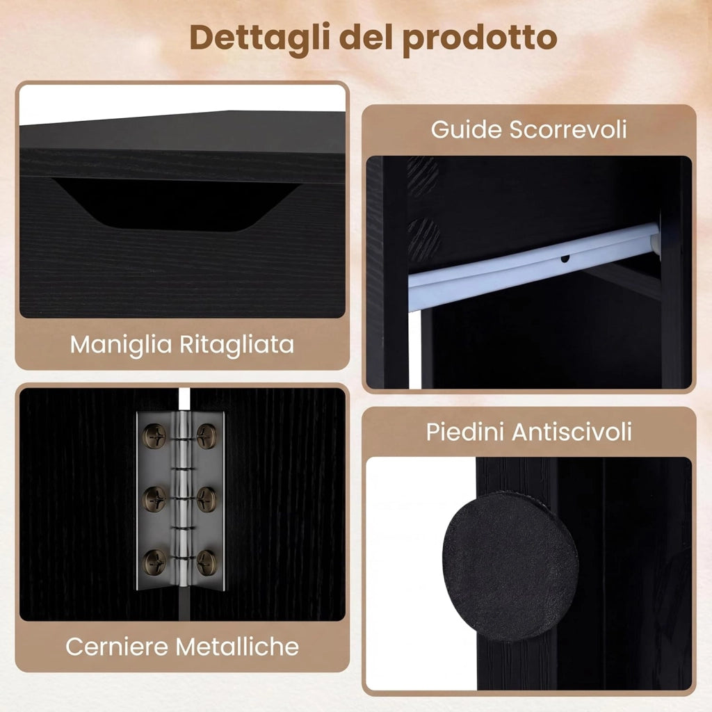 Tavolo da Pranzo Pieghevole, Tavolo Salvaspazio per 4-6 Persone con 2 Ripiani, Cassetto e Ruote a Freno, Tavolino Cucina per Cucina, Soggiorno e Ufficio, 120 x 72 x 75 cm (Nero)