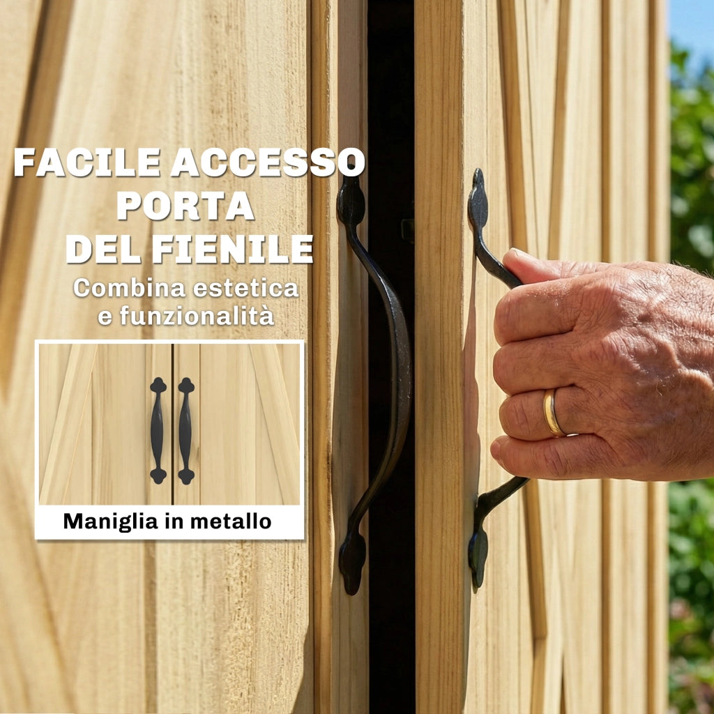 Armadio da Giardino 93x53x168 cm a 3 Ante con 4 Ripiani e Ganci in Legno di Abete Naturale