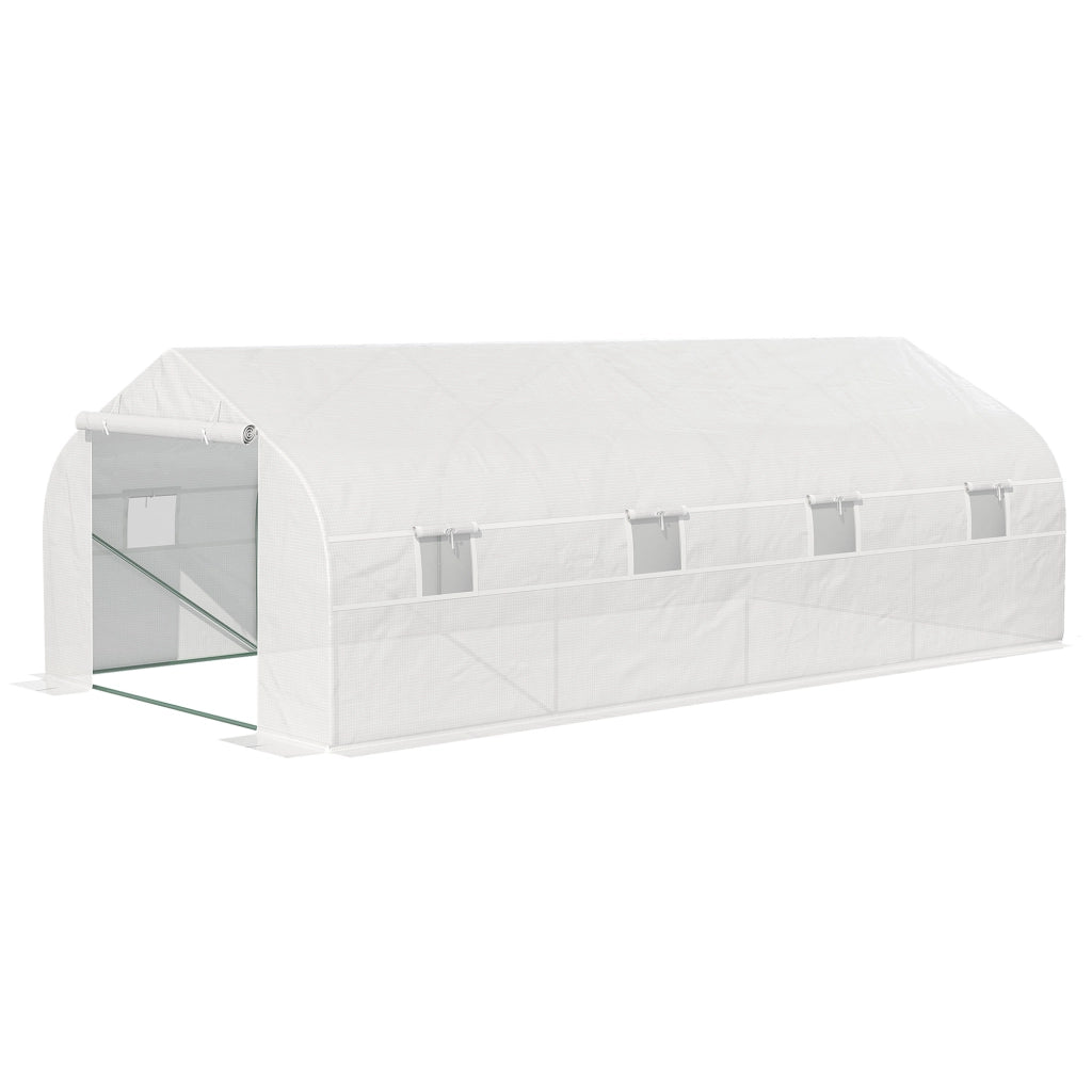 EasyComfort Serra per Orto 6x3x2m con 8 Finestre e Porta Avvolgibile, in Acciaio e PP, Verde