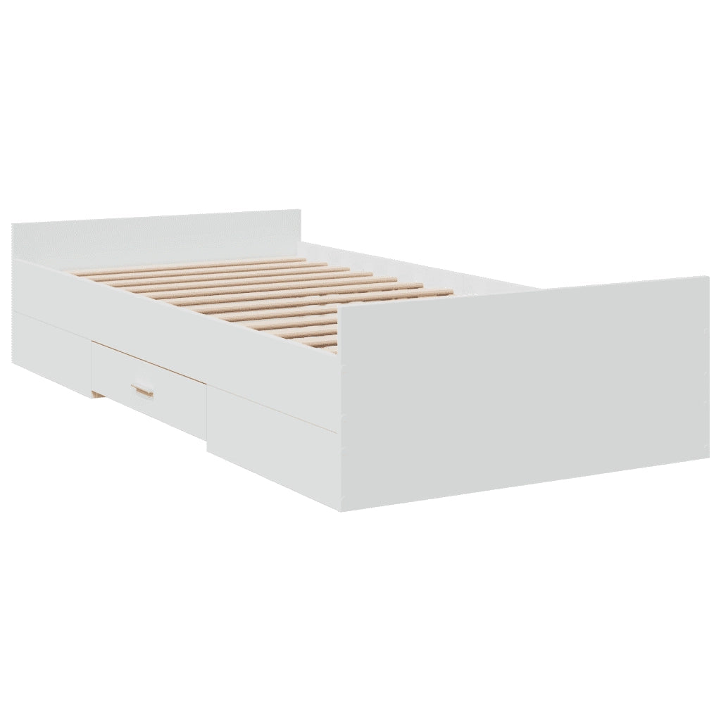 vidaXL Giroletto con Cassetti Bianco 90x200 cm in Legno Multistrato