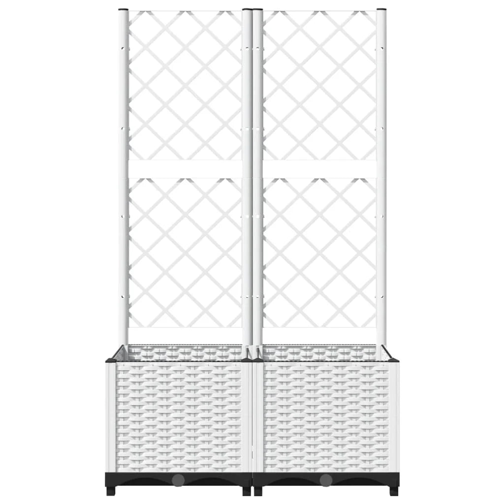 Fioriera rialzata per piante fiori e terrazze con traliccio 80 x 40 x 136 cm PP bianco 02_0038305