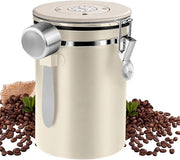 Cassetta per caffè a prova d'aria - 1,8 l - adatta per caffè - bianca - acciaio inossidabile