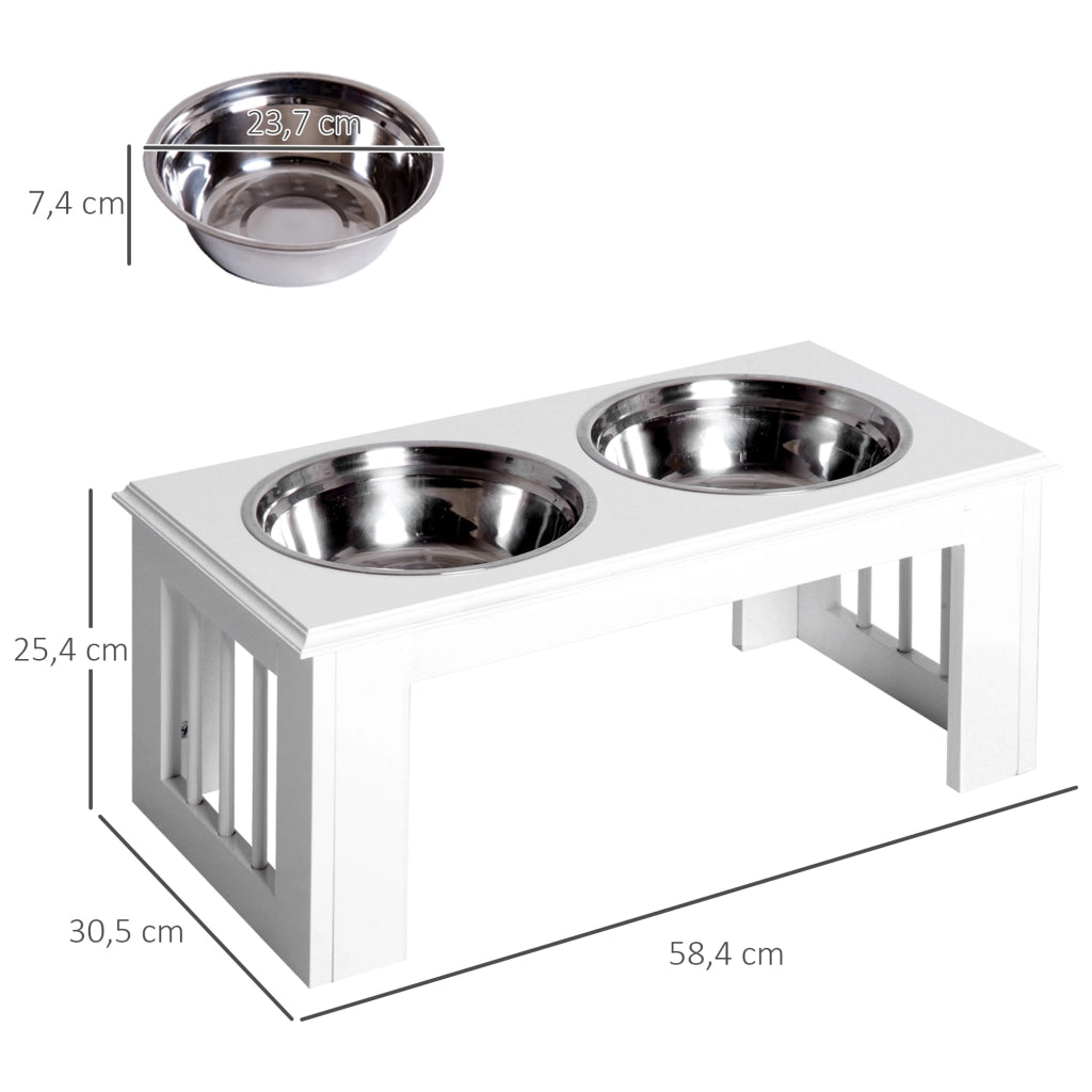 Stazione Alimentazione Cani Antiscivolo ¨C Xylo ¨C Bianco 58,4x30,5x25,4cm 2L