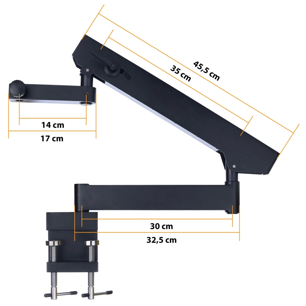 Supporto per Microscopio Stereoscopico WDMS1 – Braccio Regolabile 400mm, Movimento Orizzontale 770mm | Base 98x80x116mm