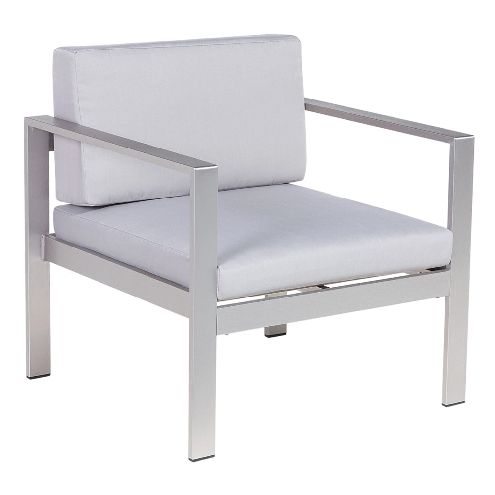 Poltrona da Giardino Struttura in Alluminio Anodizzato Grigio Chiaro per Esterno con Cuscini