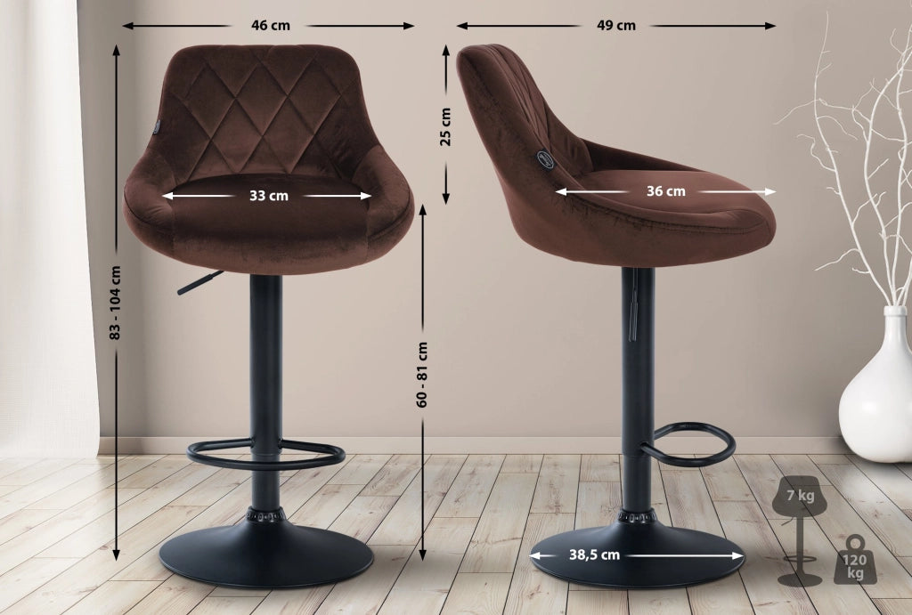 2er Set Barhocker Lazio Samt schwarz