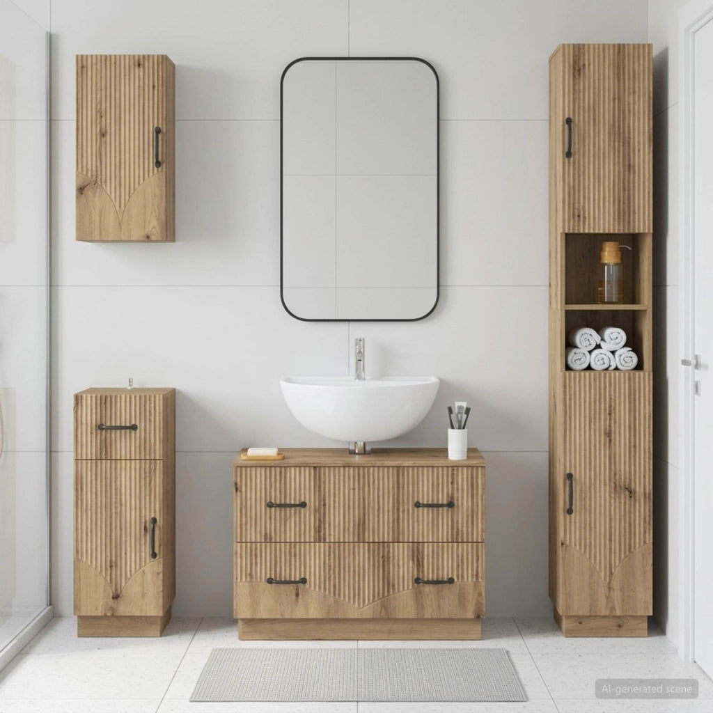 Set di Mobili da Bagno da 4 Pezzi HOORN Rovere Artigianale 3417962