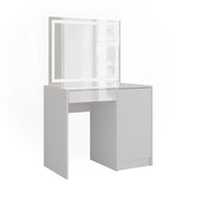 Vicco Tavolo da toeletta Bianco/bianco lucido 89.8 cm con specchio LED