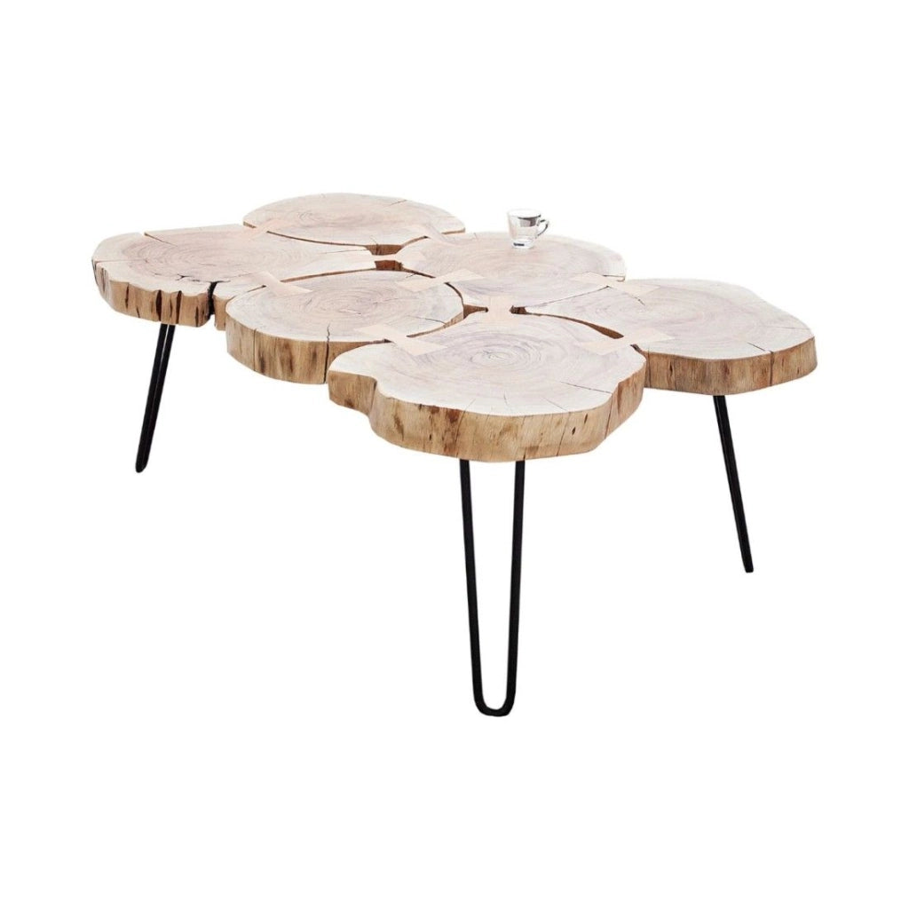Table bassa NOMA rettangolare 110 cm in legno massiccio di acacia – Tavolino da salotto design con gambe in metallo