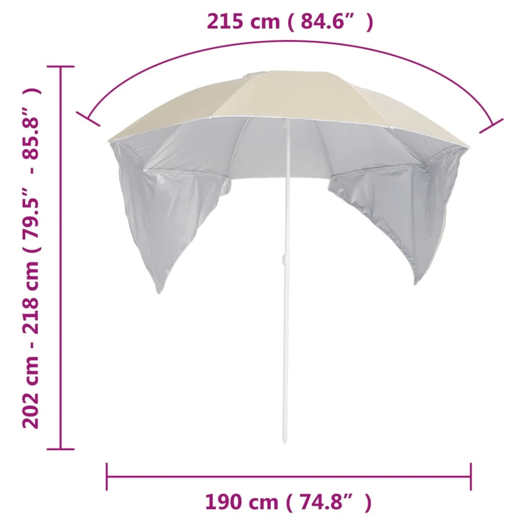 Ombrellone da spiaggia con pannelli laterali 215 cm colore sabbia 02_0008380