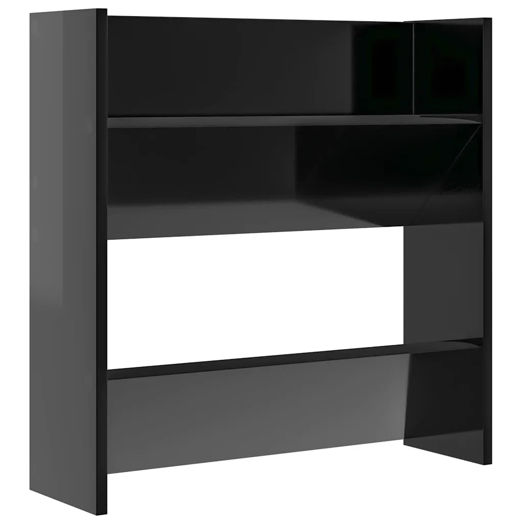 Scarpiere a Muro Nero Lucido 2 pz 60x18x60 cm in Truciolato