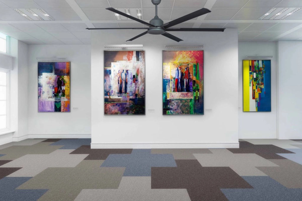 Vam Ventilatore da soffitto industriale a risparmio energetico BIG Wi-Fi Grafite 220 cm con 6 pale in alluminio con telecomando 5 velocità