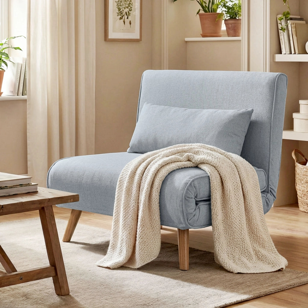 Poltrona letto ¨C Minimal ¨C grigio tessuto con cuscino
