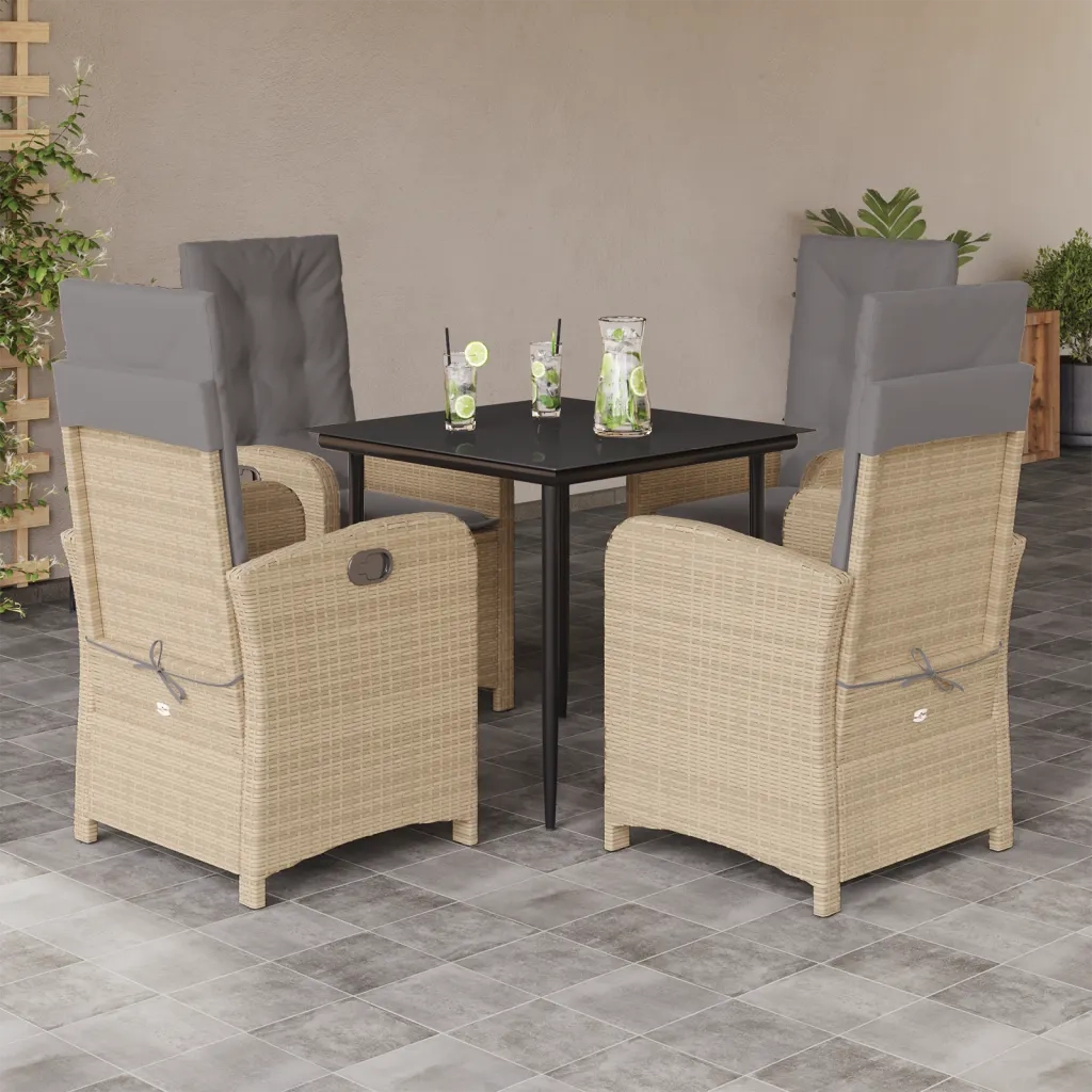Set Pranzo da Giardino 5 pz con Cuscini Beige Misto Polyrattan 3212391