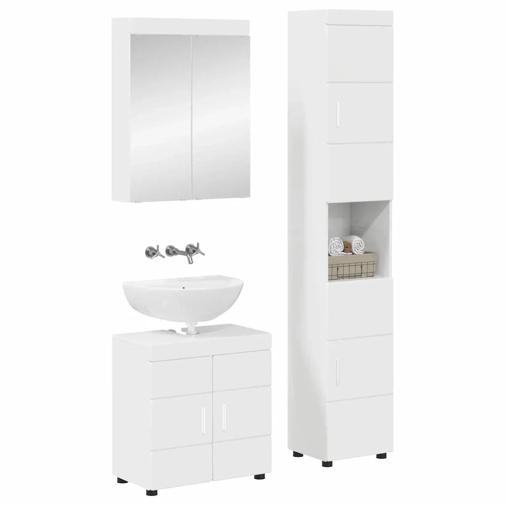 Set di mobili per il bagno TULUM 3 pz Bianco Lucido 3398038