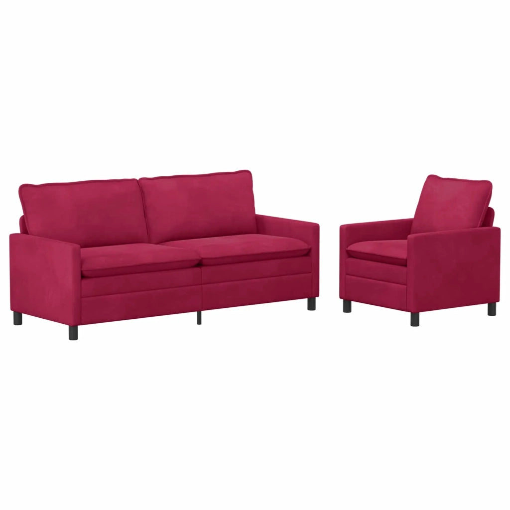 Set di divani 2 pcs Rosso Vino Velluto
