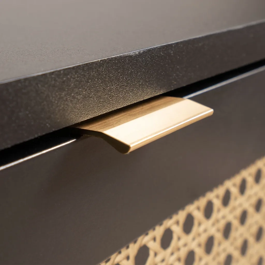 Finori Tavolino da Salotto Vienna 55A Nero con Stampa Rattan 441196