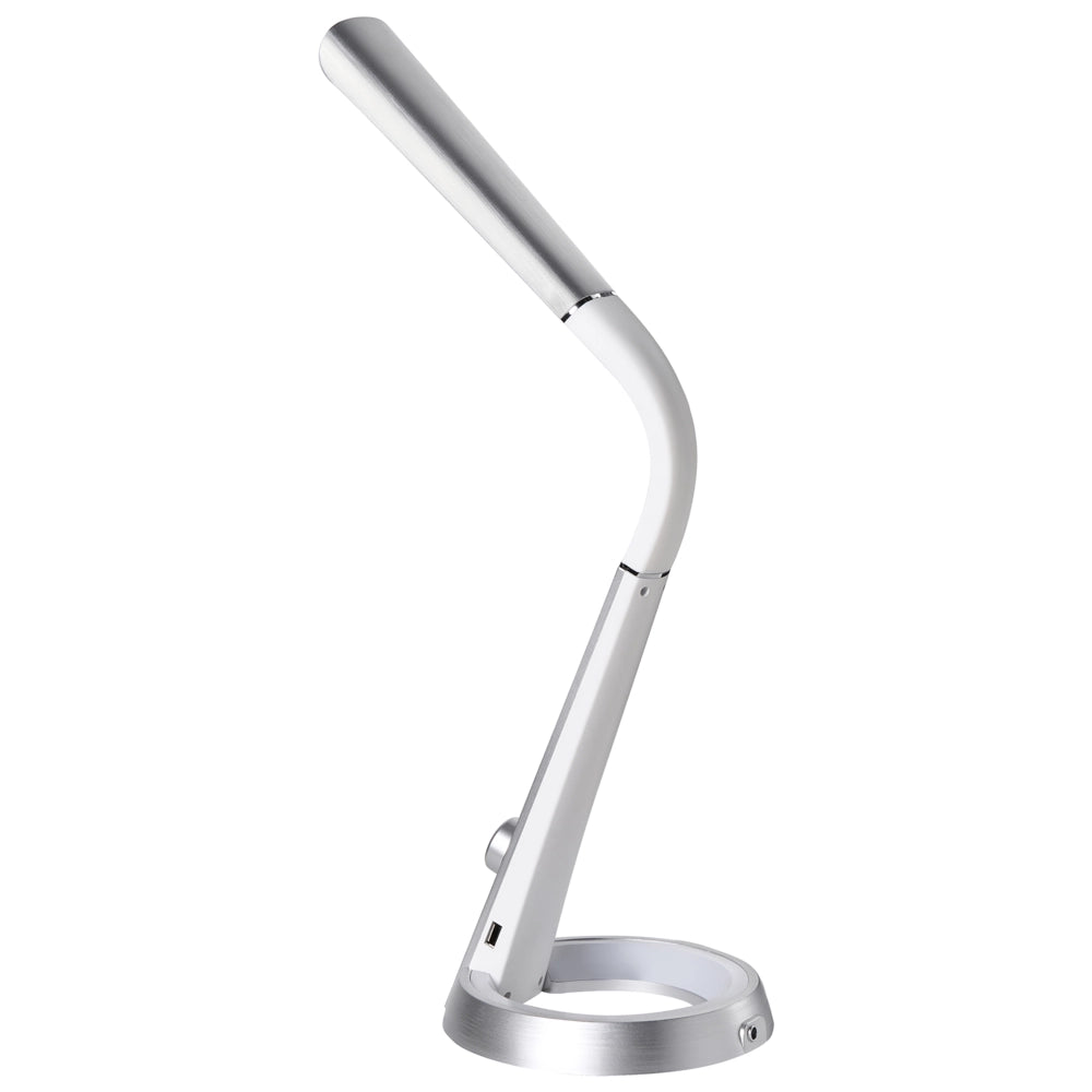 Lampada da scrivania per ufficio domestico 3 modalità CCT Dimmer continuo Porta USB Paralume regolabile Materiale sintetico Argento