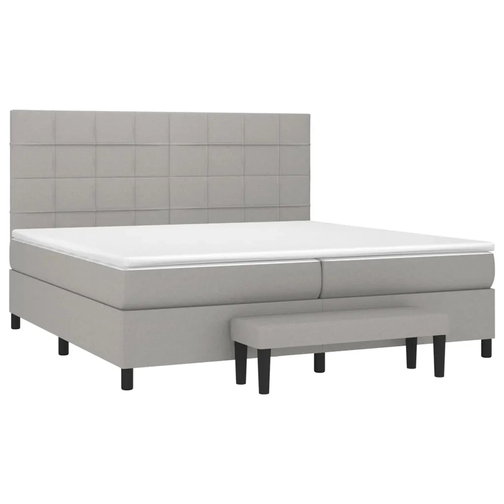 Giroletto a Molle con Materasso Grigio Chiaro 200x200cm Tessuto 3136621