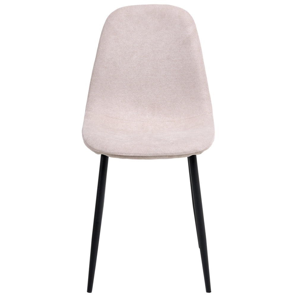 Set di 4 sedie da pranzo Beige Poliestere Tappezzato Ferro Gambe Nere Sala da pranzo senza braccioli