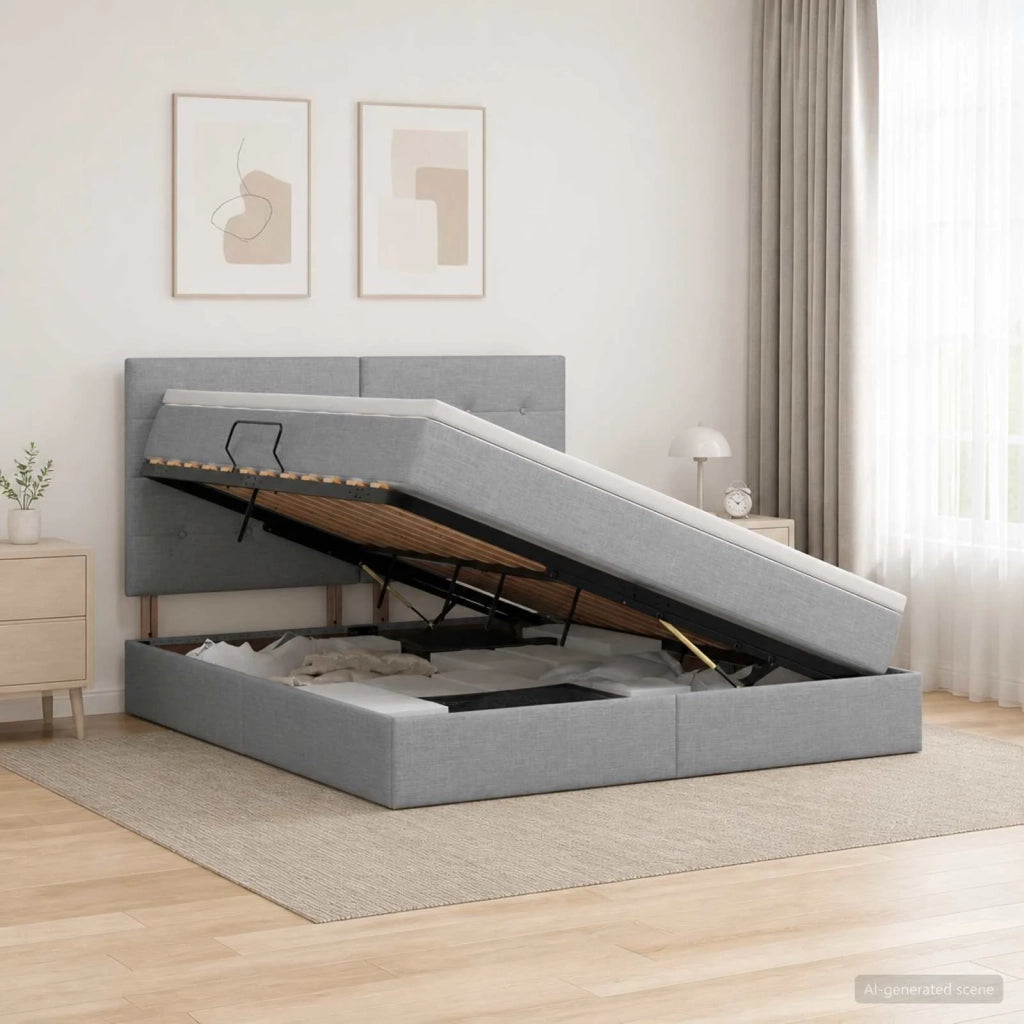 Letto con contenitore e materasso Grigio Chiaro 160 x 200 cm 3459513