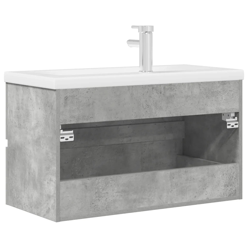 Set Mobili da Bagno 2 pz Grigio Cemento in Legno Multistrato